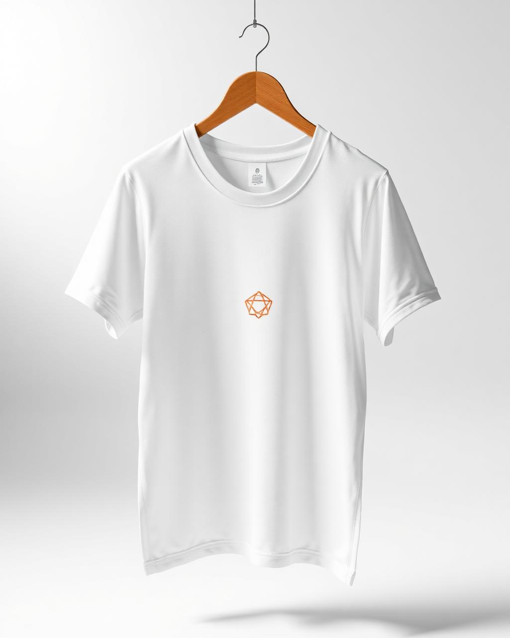 Minimalist t-shirt with a small copper geometric print